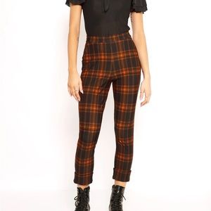 Tartan Punk Orange Cuffed Pants Limited Size XS
